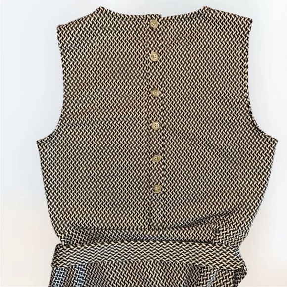 🌺SOLD🌺 Reformation Suze Knit Sleeveless Mini Dress Belt Tan Black Size Medium - Picture 6 of 9